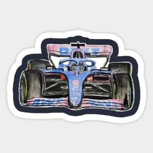 Racing Car in watercolours pattern illustration, Formula 1 watercolours Sticker